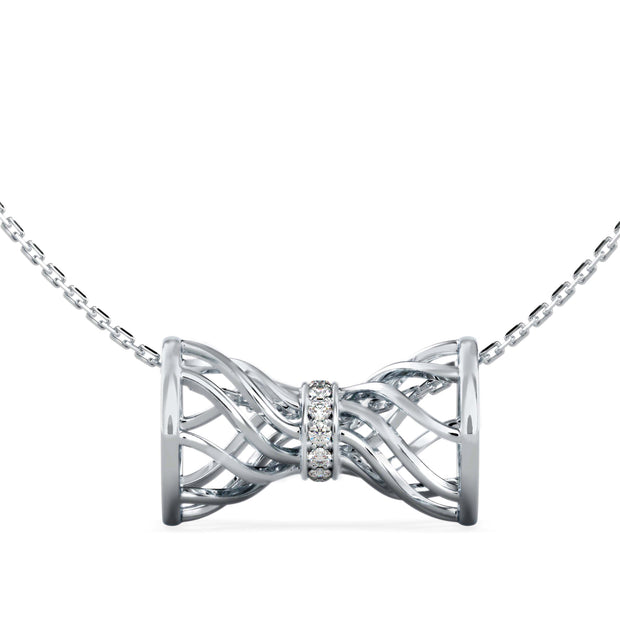 0.06Ct Drum Infinity Style Lab-Grown Diamond Gold Pendant Necklace