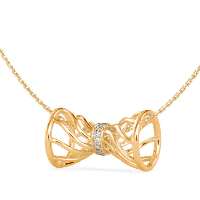 0.06Ct Drum Infinity Style Lab-Grown Diamond Gold Pendant Necklace