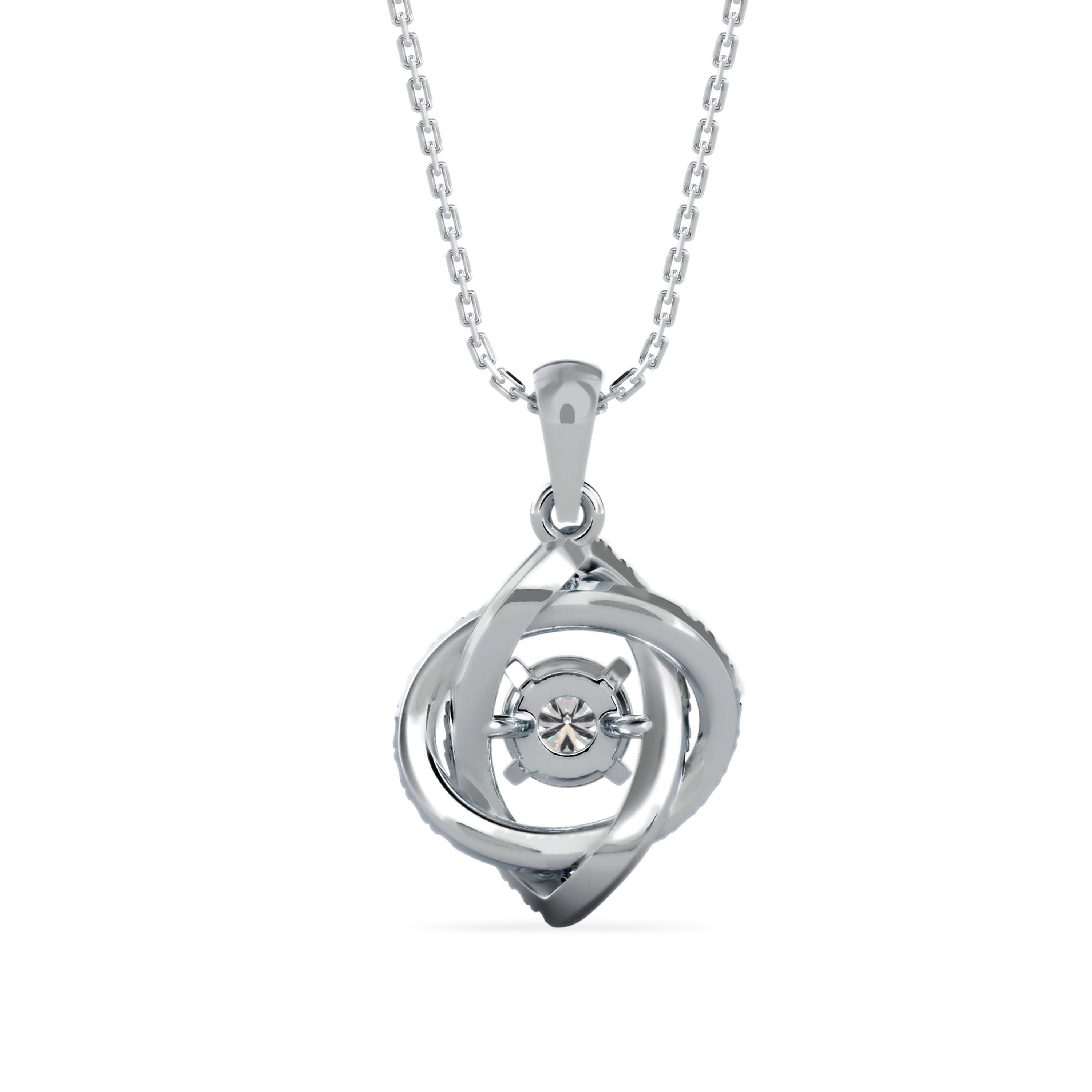 0.34Ct Round Swirl Halo Design Lab-Grown Diamond Gold Pendant Necklace