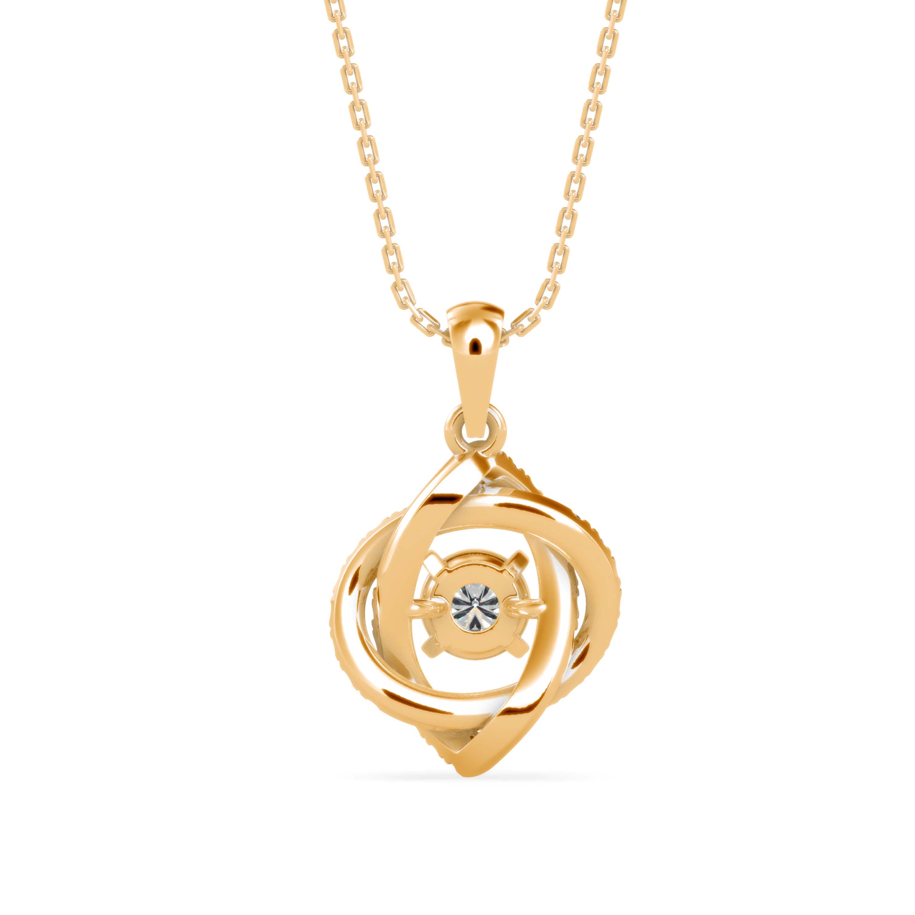 0.34Ct Round Swirl Halo Design Lab-Grown Diamond Gold Pendant Necklace
