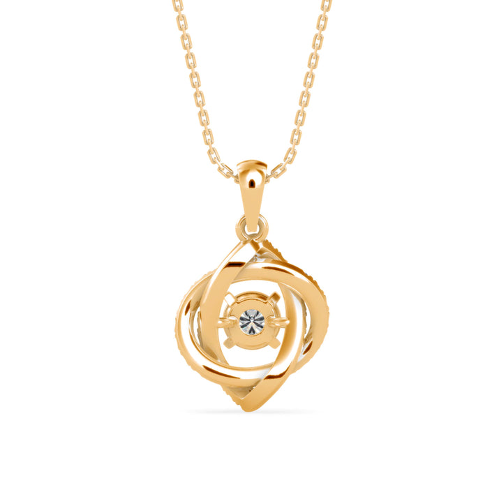0.34Ct Round Swirl Halo Design Lab-Grown Diamond Gold Pendant Necklace