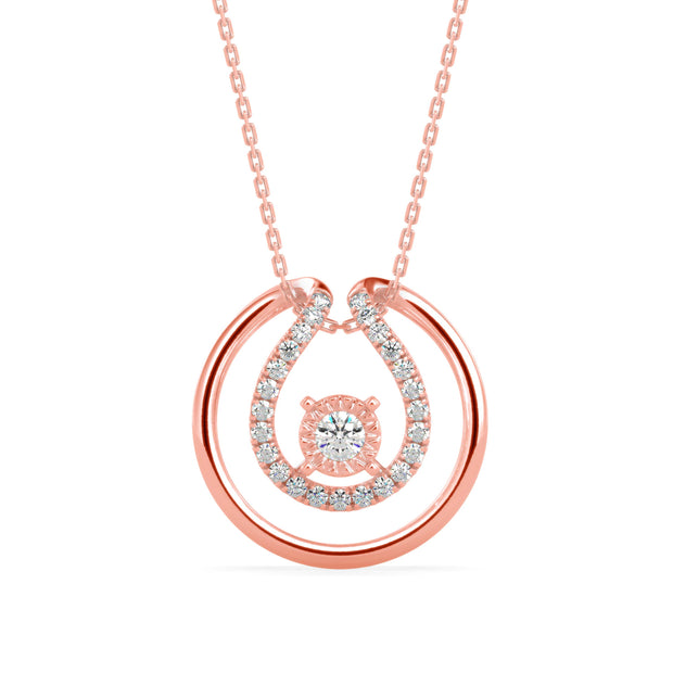 0.26Ct Floting Style Bezel Lab-Grown Diamond Gold Pendant Necklace