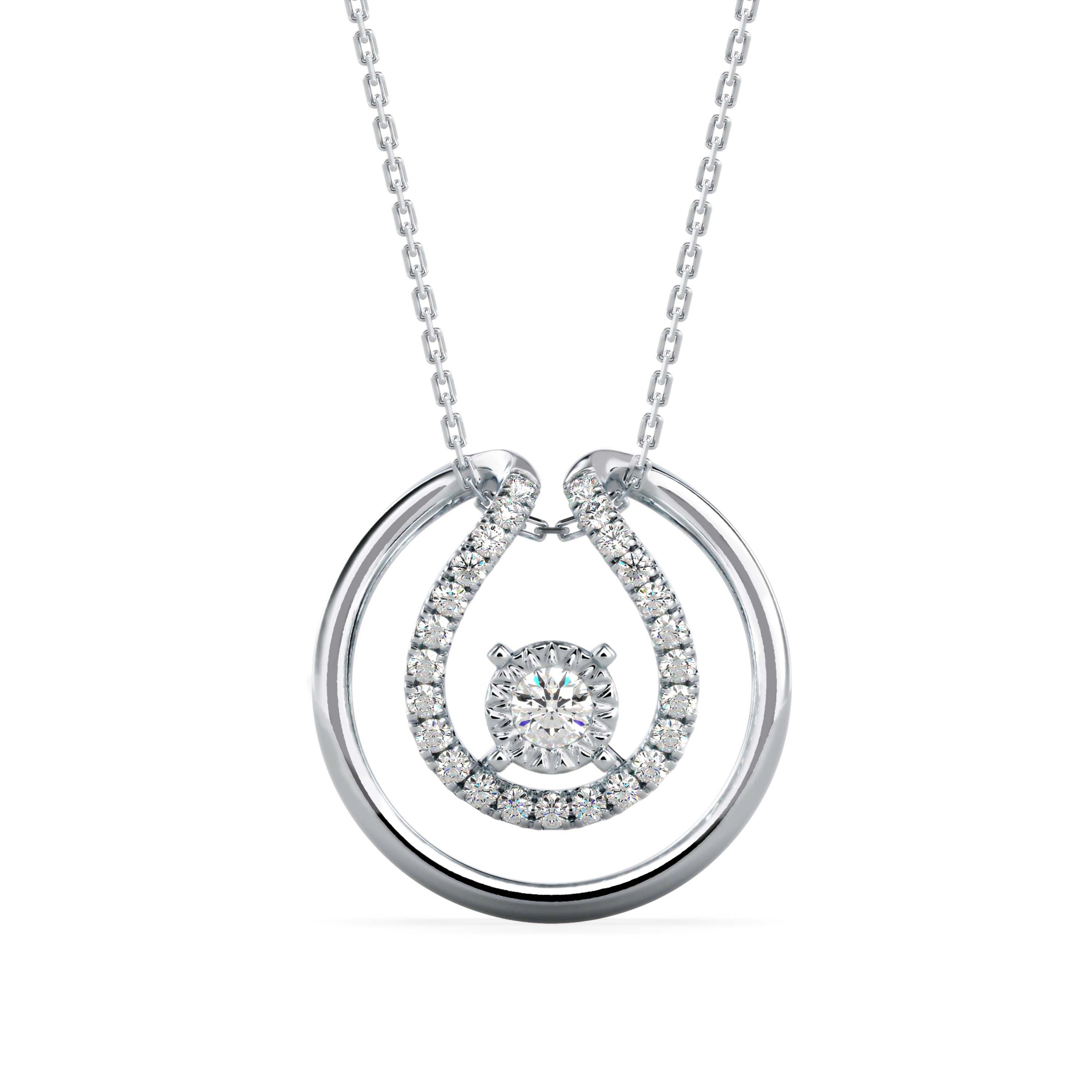 0.26Ct Floting Style Bezel Lab-Grown Diamond Gold Pendant Necklace