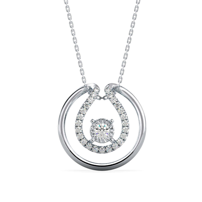 0.26Ct Floting Style Bezel Lab-Grown Diamond Gold Pendant Necklace