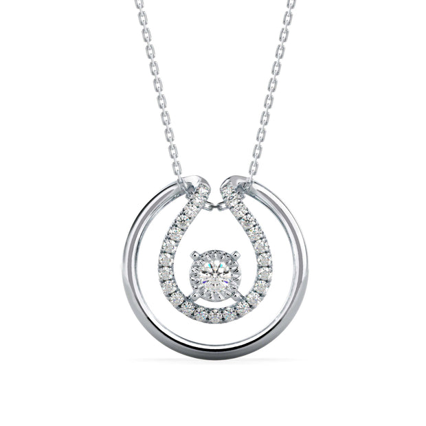 0.26Ct Floting Style Bezel Lab-Grown Diamond Gold Pendant Necklace