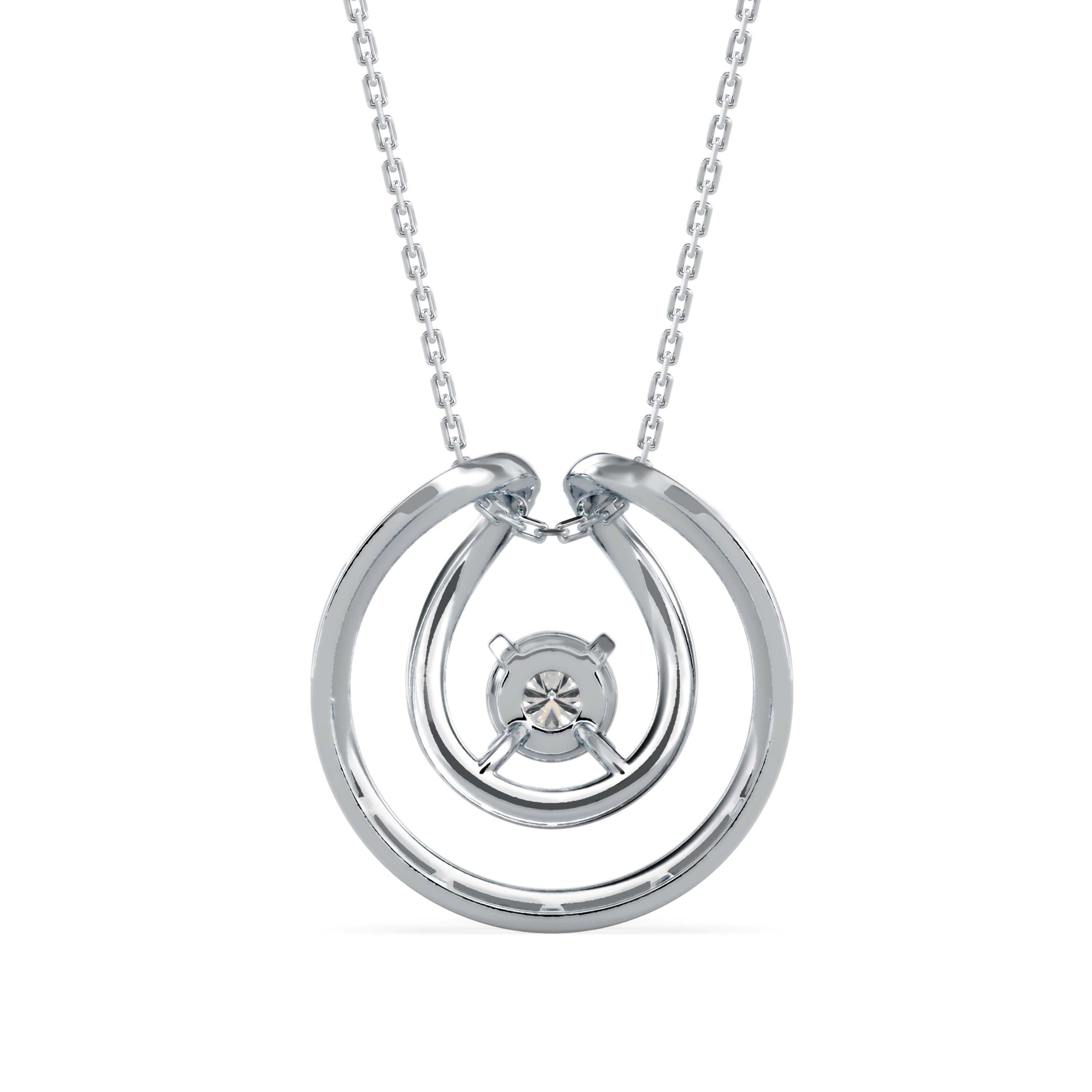 0.26Ct Floting Style Bezel Lab-Grown Diamond Gold Pendant Necklace