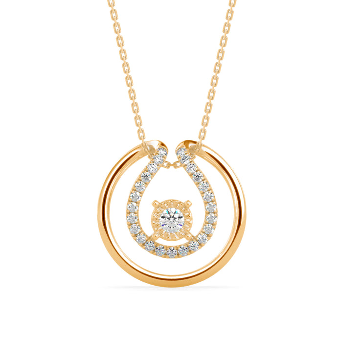 0.26Ct Floting Style Bezel Lab-Grown Diamond Gold Pendant Necklace