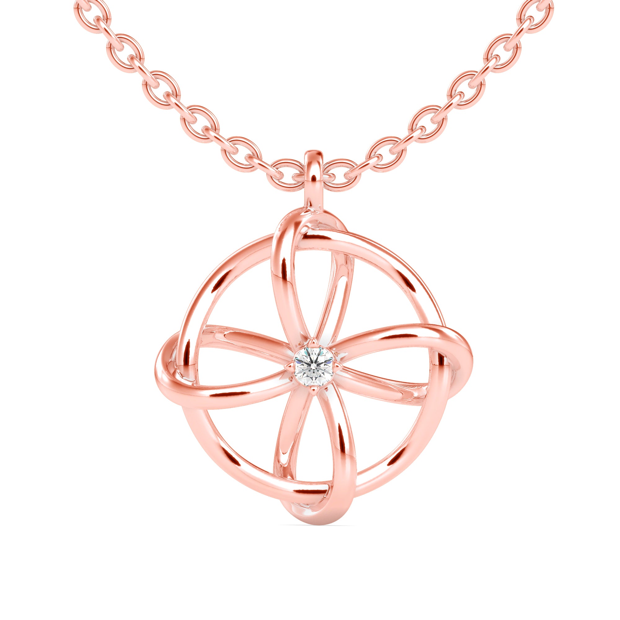 0.04Ct Flower Look Prong Lab-Grown Diamond Gold Pendant Necklace