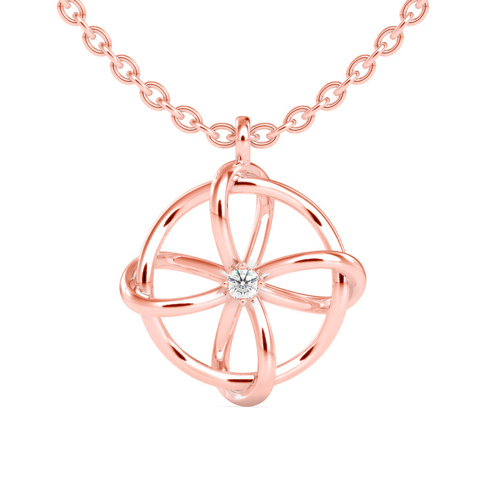 0.04Ct Flower Look Prong Lab-Grown Diamond Gold Pendant Necklace