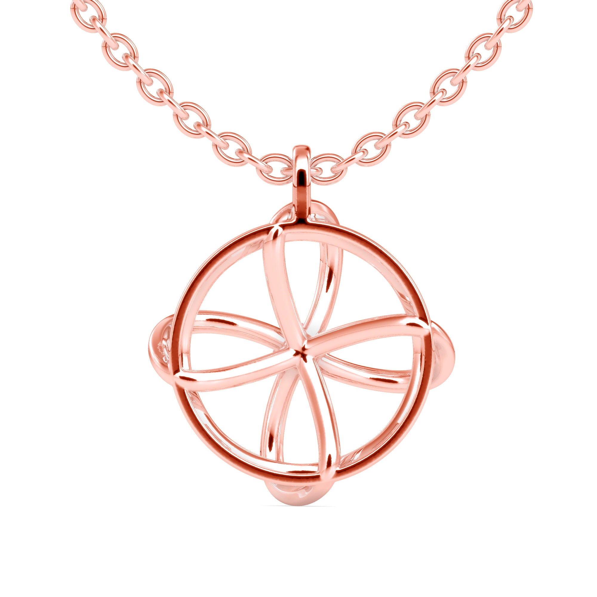 0.04Ct Flower Look Prong Lab-Grown Diamond Gold Pendant Necklace