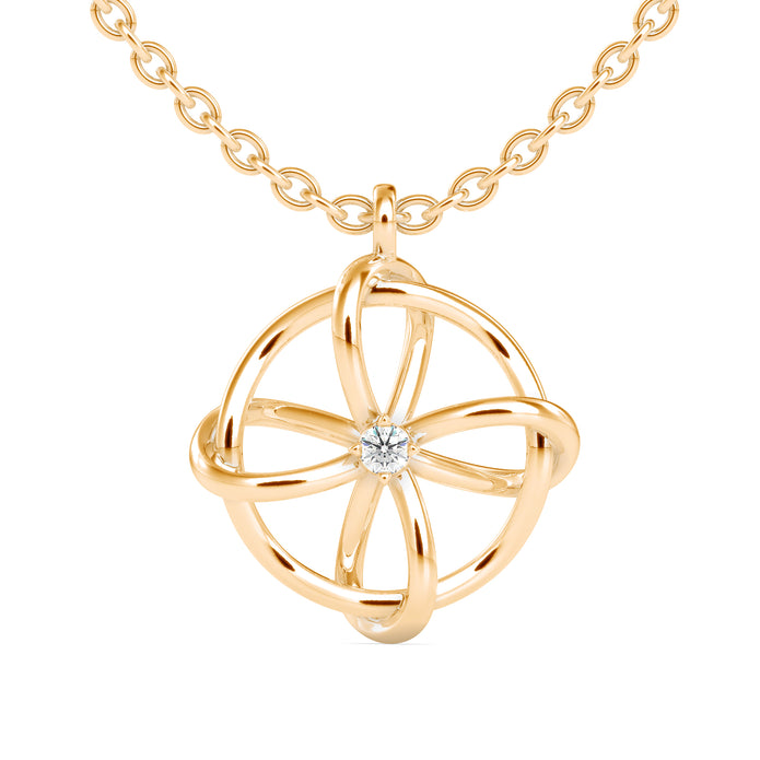 0.04Ct Flower Look Prong Lab-Grown Diamond Gold Pendant Necklace