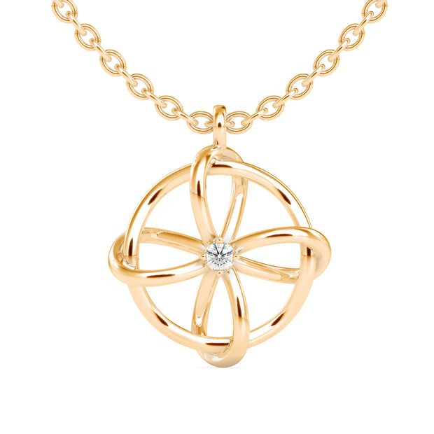 0.04Ct Flower Look Prong Lab-Grown Diamond Gold Pendant Necklace