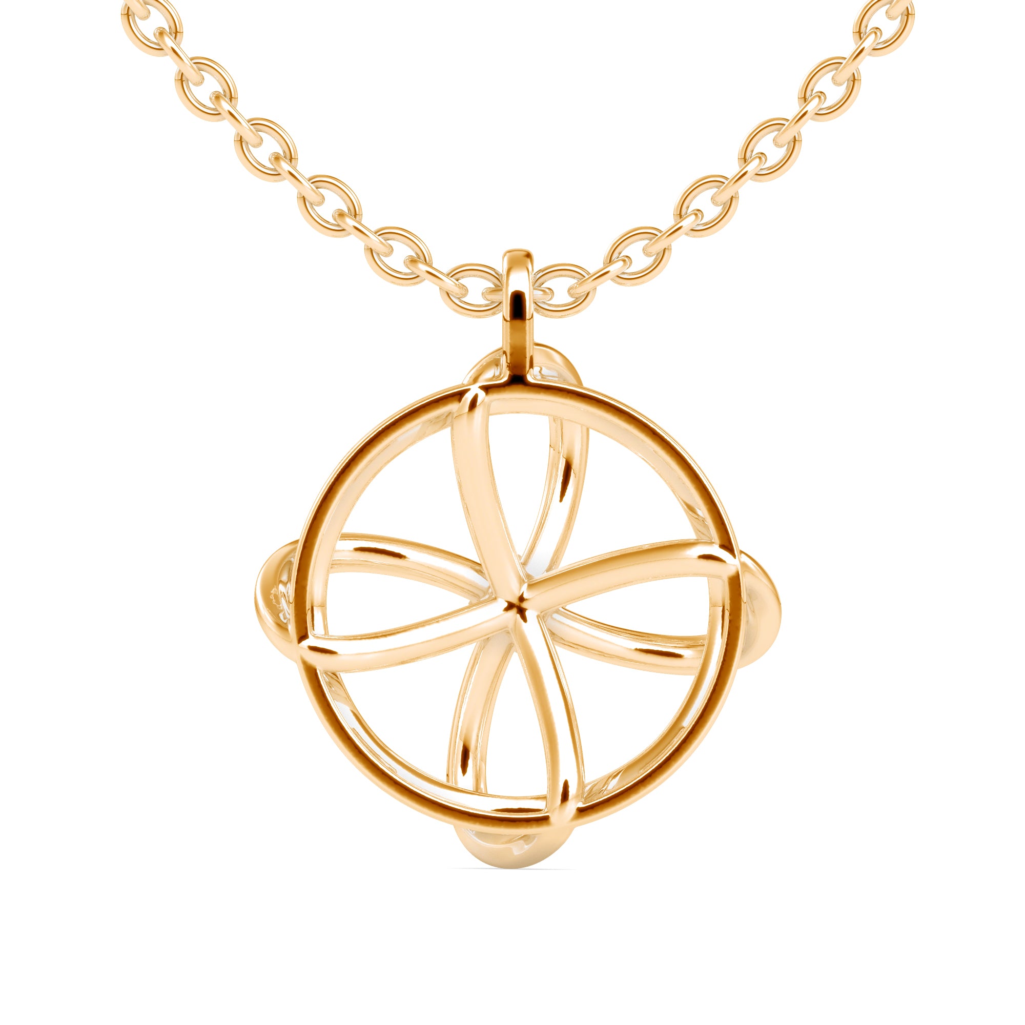 0.04Ct Flower Look Prong Lab-Grown Diamond Gold Pendant Necklace