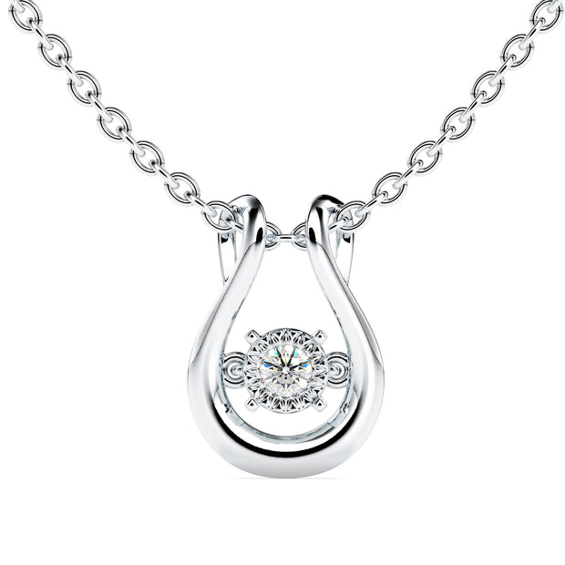 0.10Ct Dancing Round Shape Lab-Grown Diamond Gold Pendant Necklace