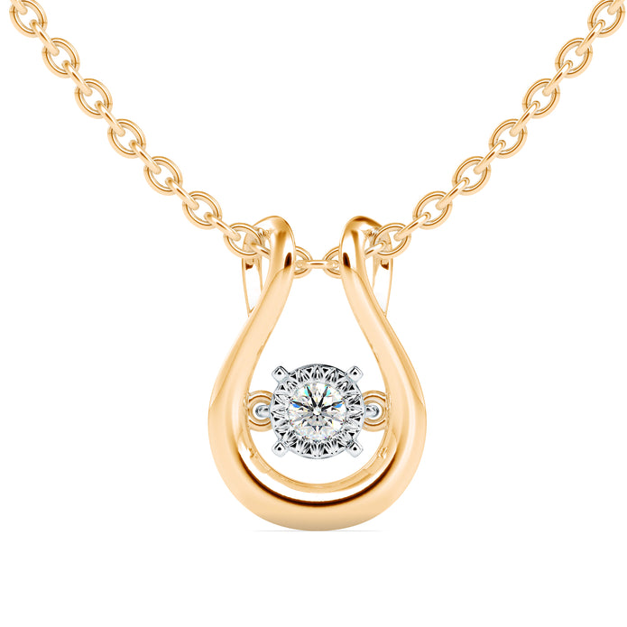 0.10Ct Dancing Round Shape Lab-Grown Diamond Gold Pendant Necklace