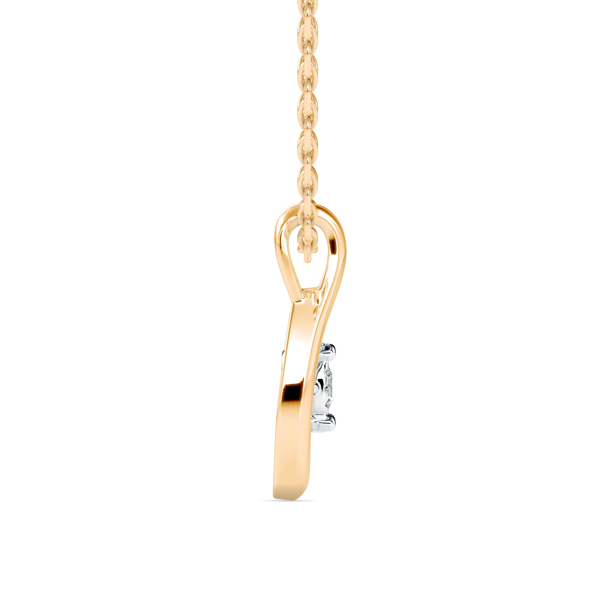 0.10Ct Dancing Round Shape Lab-Grown Diamond Gold Pendant Necklace