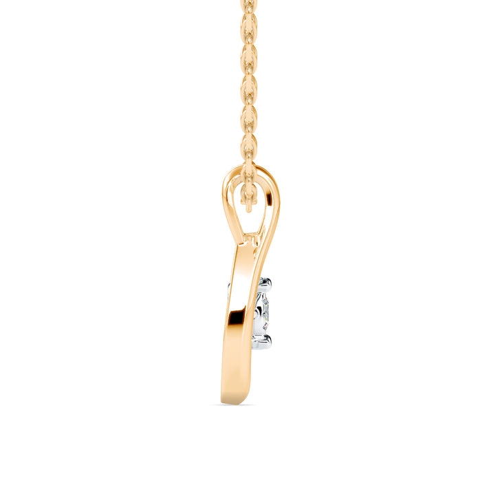 0.10Ct Dancing Round Shape Lab-Grown Diamond Gold Pendant Necklace