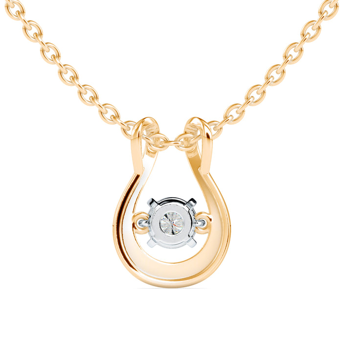 0.10Ct Dancing Round Shape Lab-Grown Diamond Gold Pendant Necklace