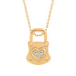 0.07Ct Lock Shaped Prong Lab-Grown Diamond Gold Pendant Necklace