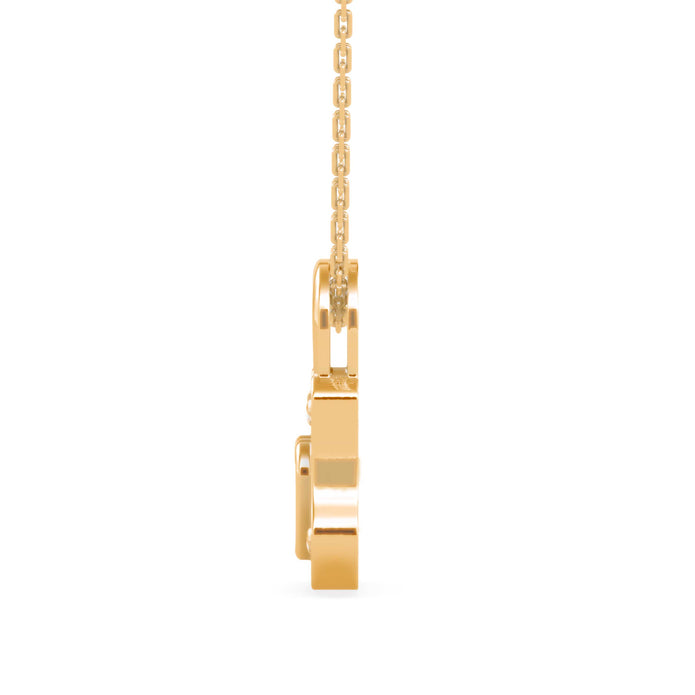 0.07Ct Lock Shaped Prong Lab-Grown Diamond Gold Pendant Necklace