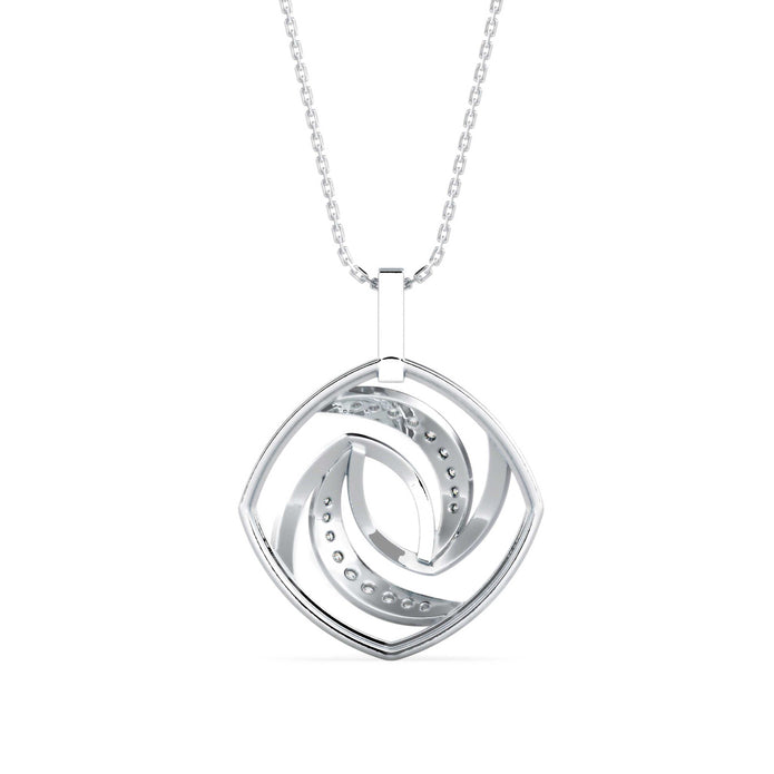 0.18Ct Swirl Design Pave Lab-Grown Diamond Gold Pendant Necklace