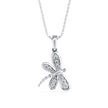 0.14Ct Dragonfly Shape Prong Lab-Grown Diamond Gold Pendant Necklace