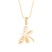 0.14Ct Dragonfly Shape Prong Lab-Grown Diamond Gold Pendant Necklace