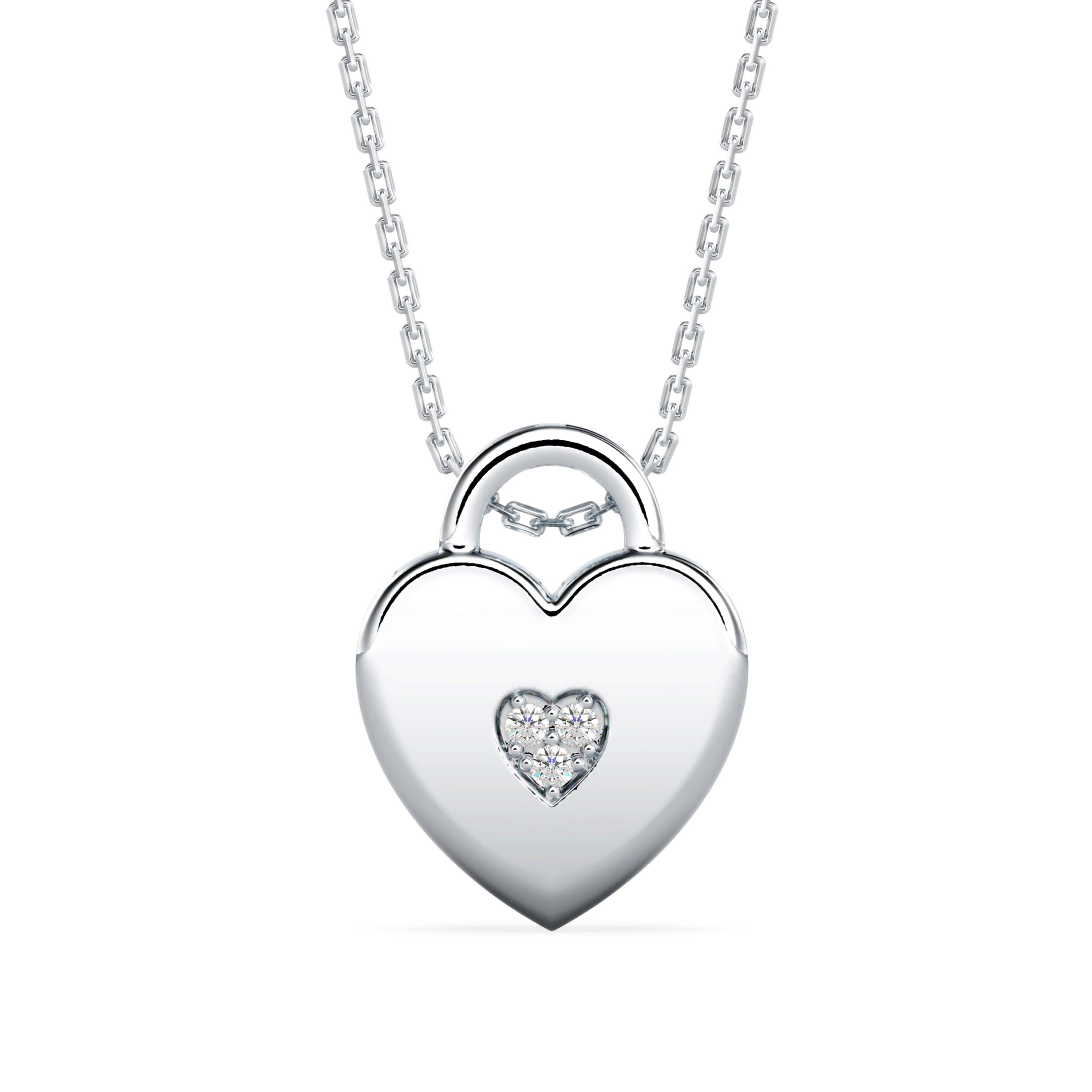 0.02Ct Heart Shape Cluster Lab-Grown Diamond Gold Pendant Necklace