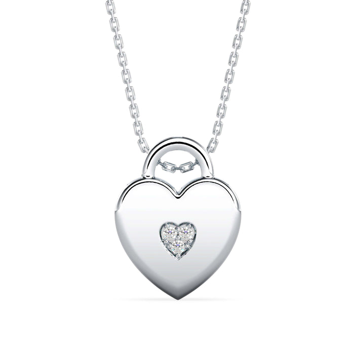 0.02Ct Heart Shape Cluster Lab-Grown Diamond Gold Pendant Necklace