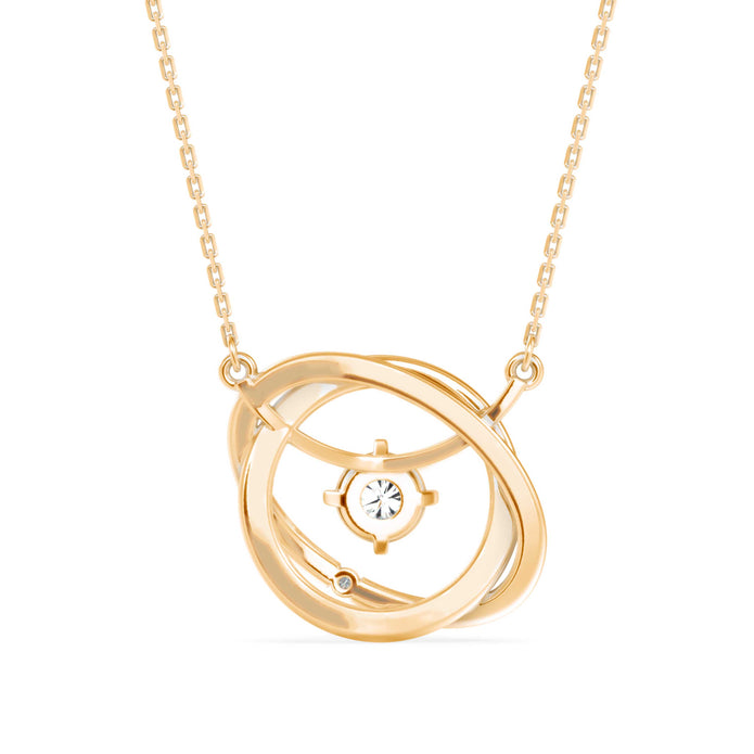 0.12Ct Twisted Orbit Designe Prong Lab-Grown Diamond Gold Pendant Necklace