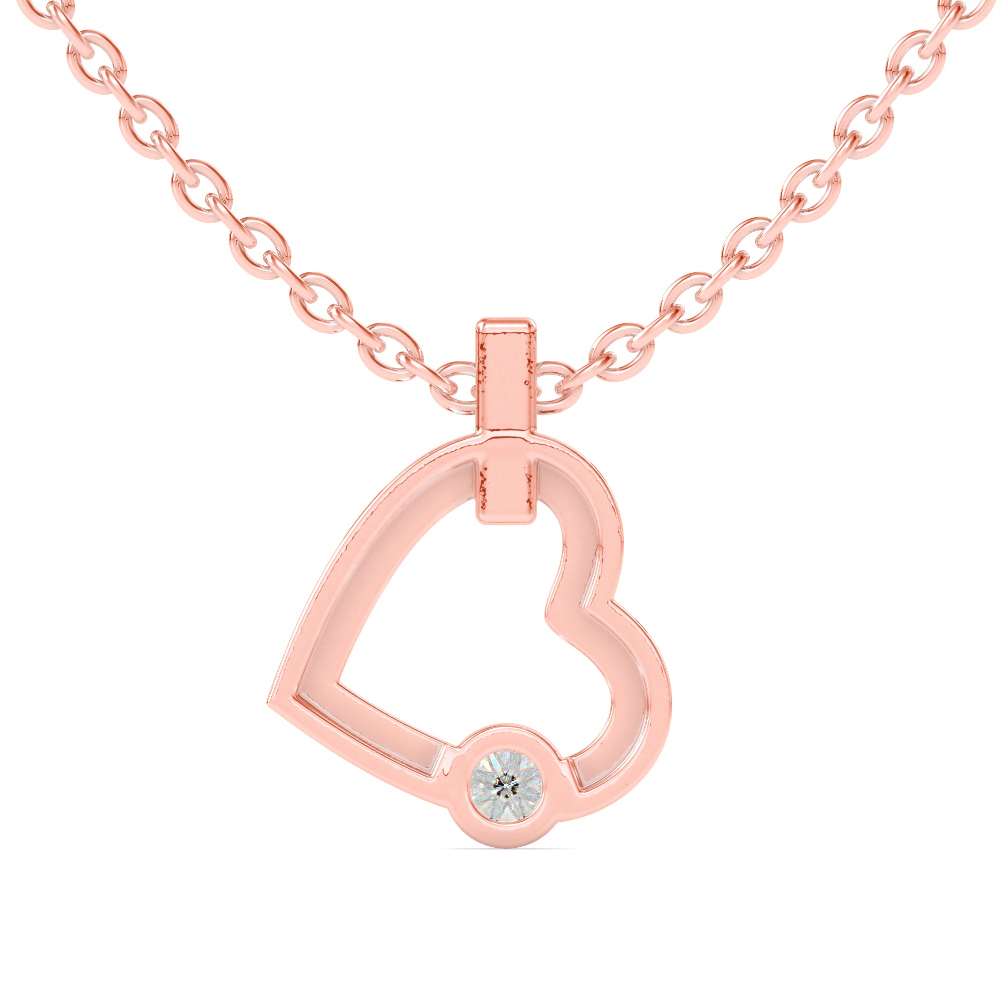 0.22Ct Heart Shape Bezel Lab-Grown Diamond Gold Pendant Necklace