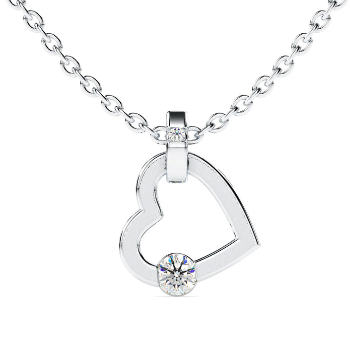 0.22Ct Heart Shape Bezel Lab-Grown Diamond Gold Pendant Necklace