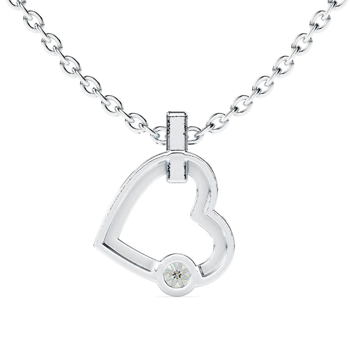 0.22Ct Heart Shape Bezel Lab-Grown Diamond Gold Pendant Necklace