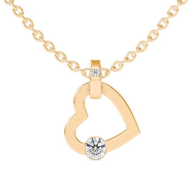 0.22Ct Heart Shape Bezel Lab-Grown Diamond Gold Pendant Necklace