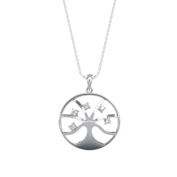 0.15Ct Tree of Life Design Lab-Grown Diamond Gold Pendant Necklace
