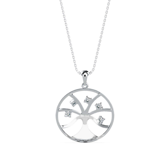0.15Ct Tree of Life Design Lab-Grown Diamond Gold Pendant Necklace