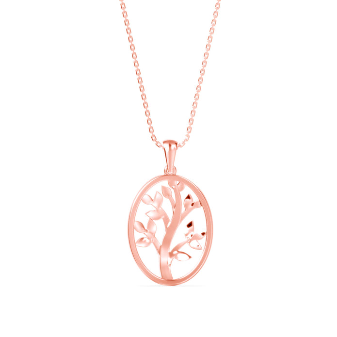 0.06Ct Tree of Life Design Pave Lab-Grown Diamond Gold Pendant Necklace