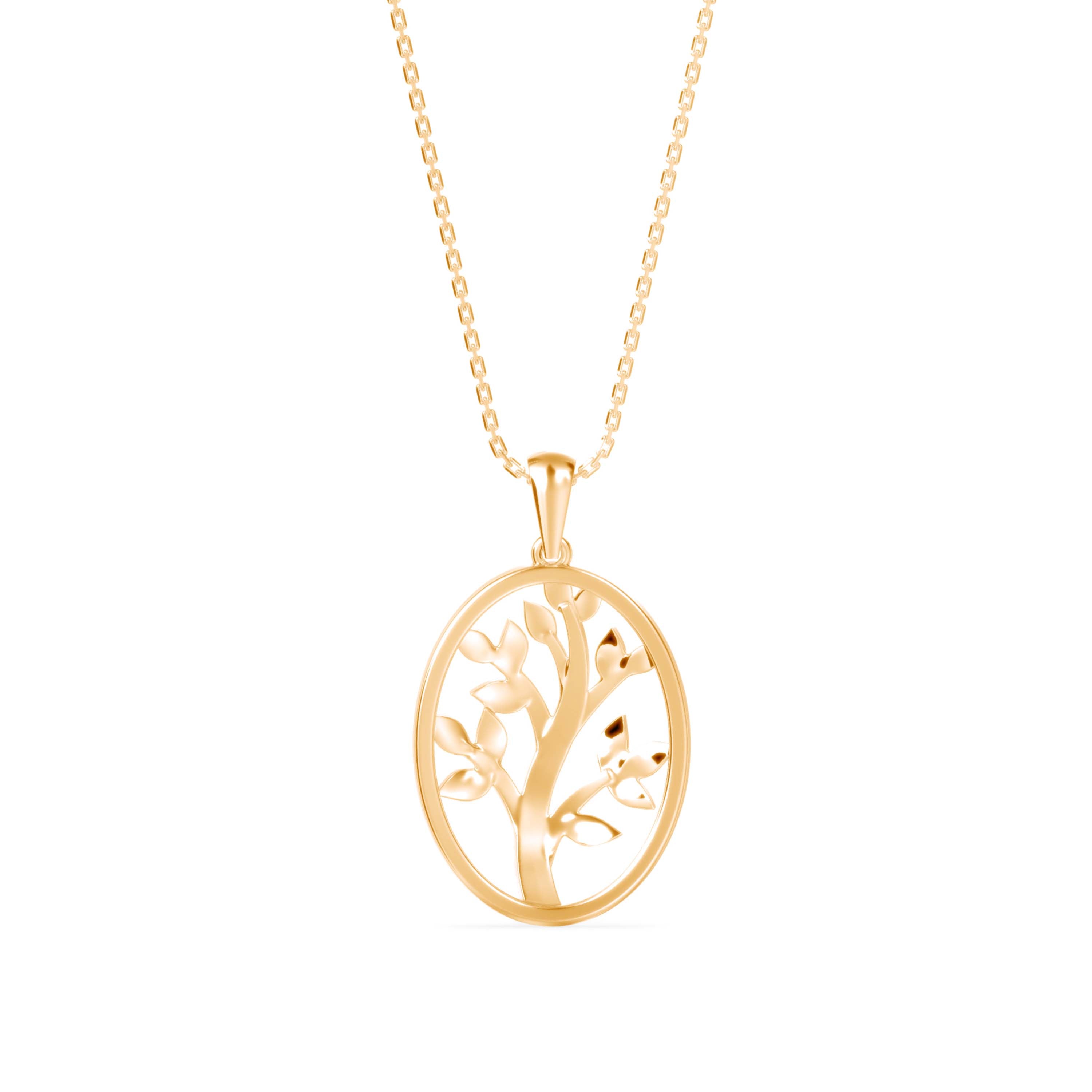 0.06Ct Tree of Life Design Pave Lab-Grown Diamond Gold Pendant Necklace