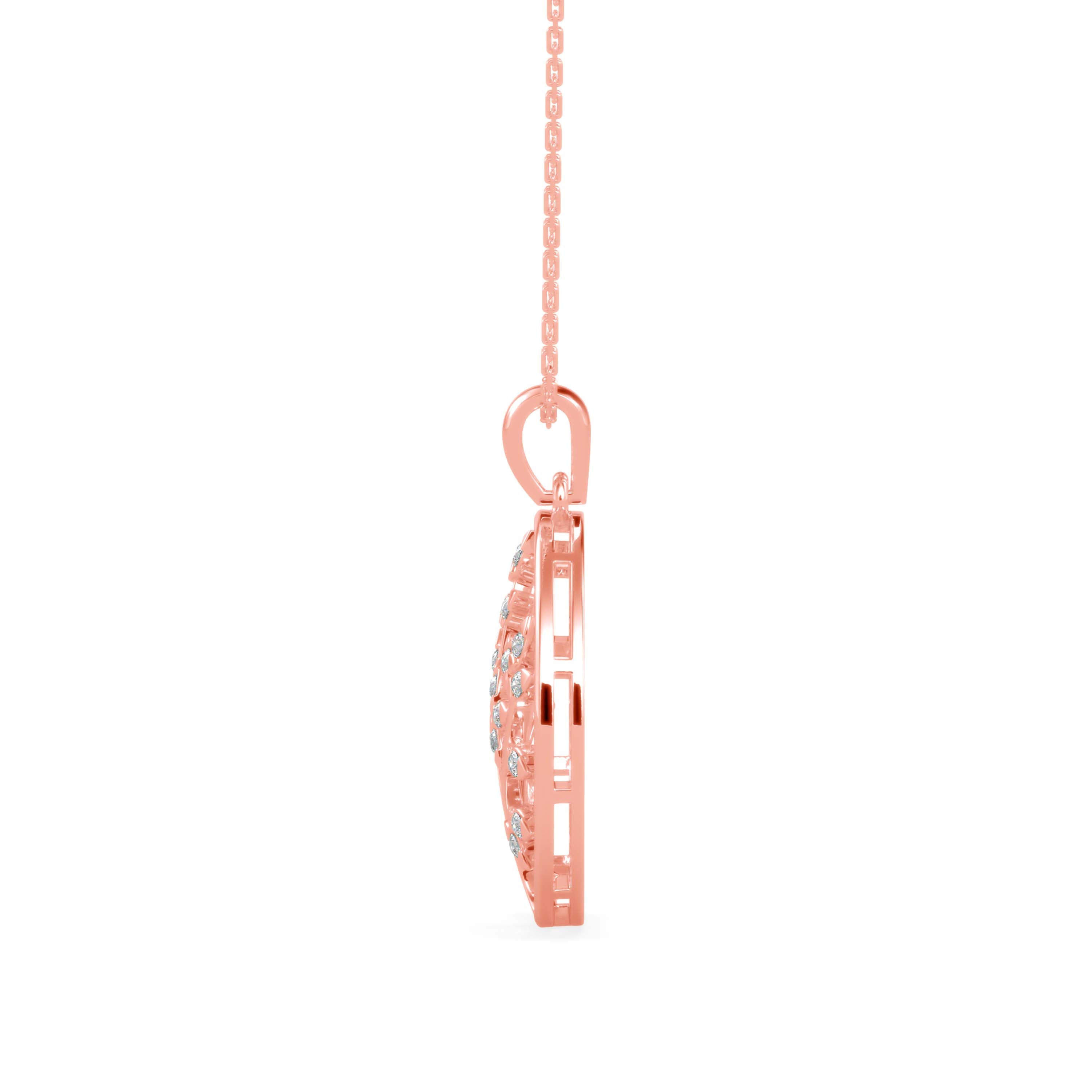 0.16Ct Openwork Tree Design Lab-Grown Diamond Gold Pendant Necklace