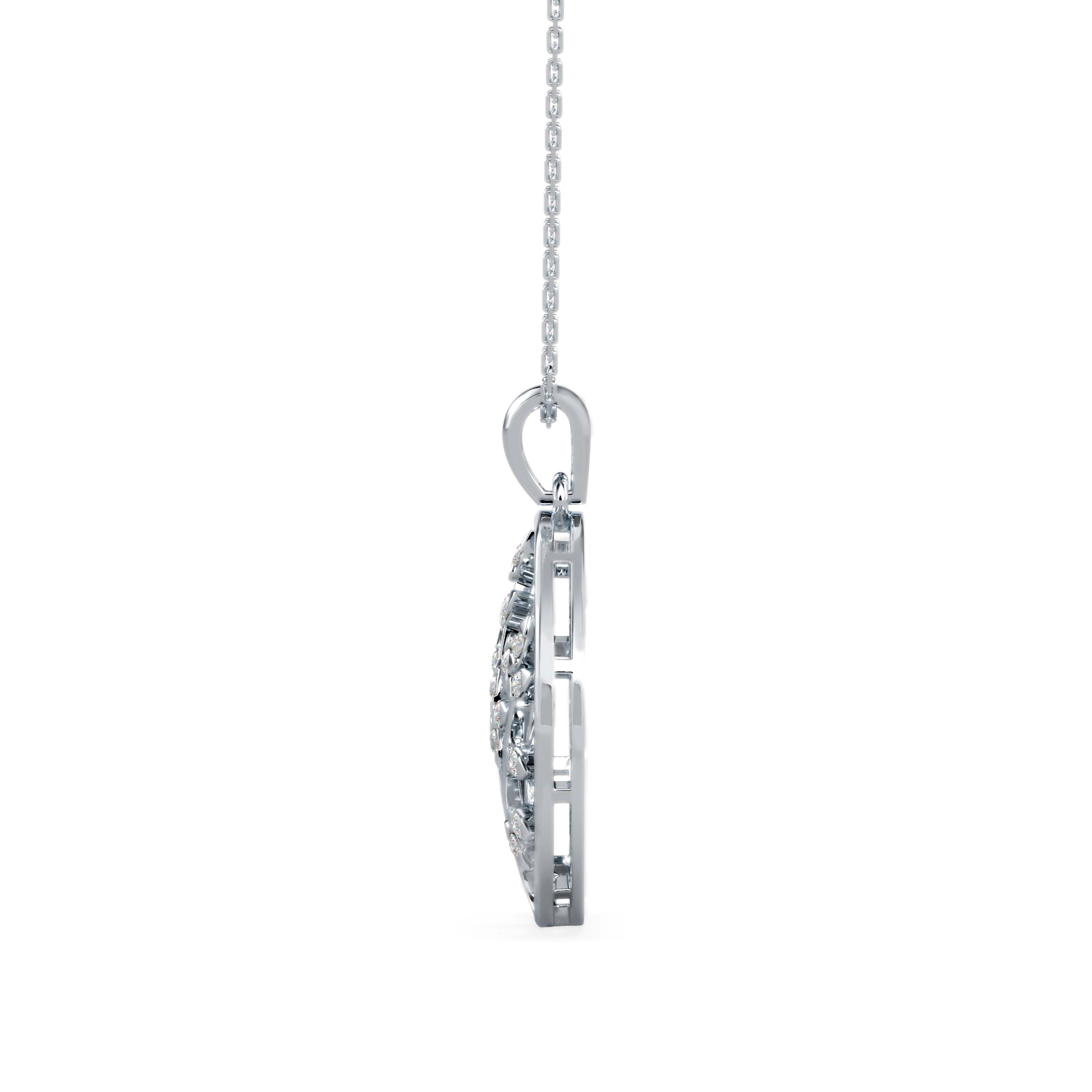 0.16Ct Openwork Tree Design Lab-Grown Diamond Gold Pendant Necklace