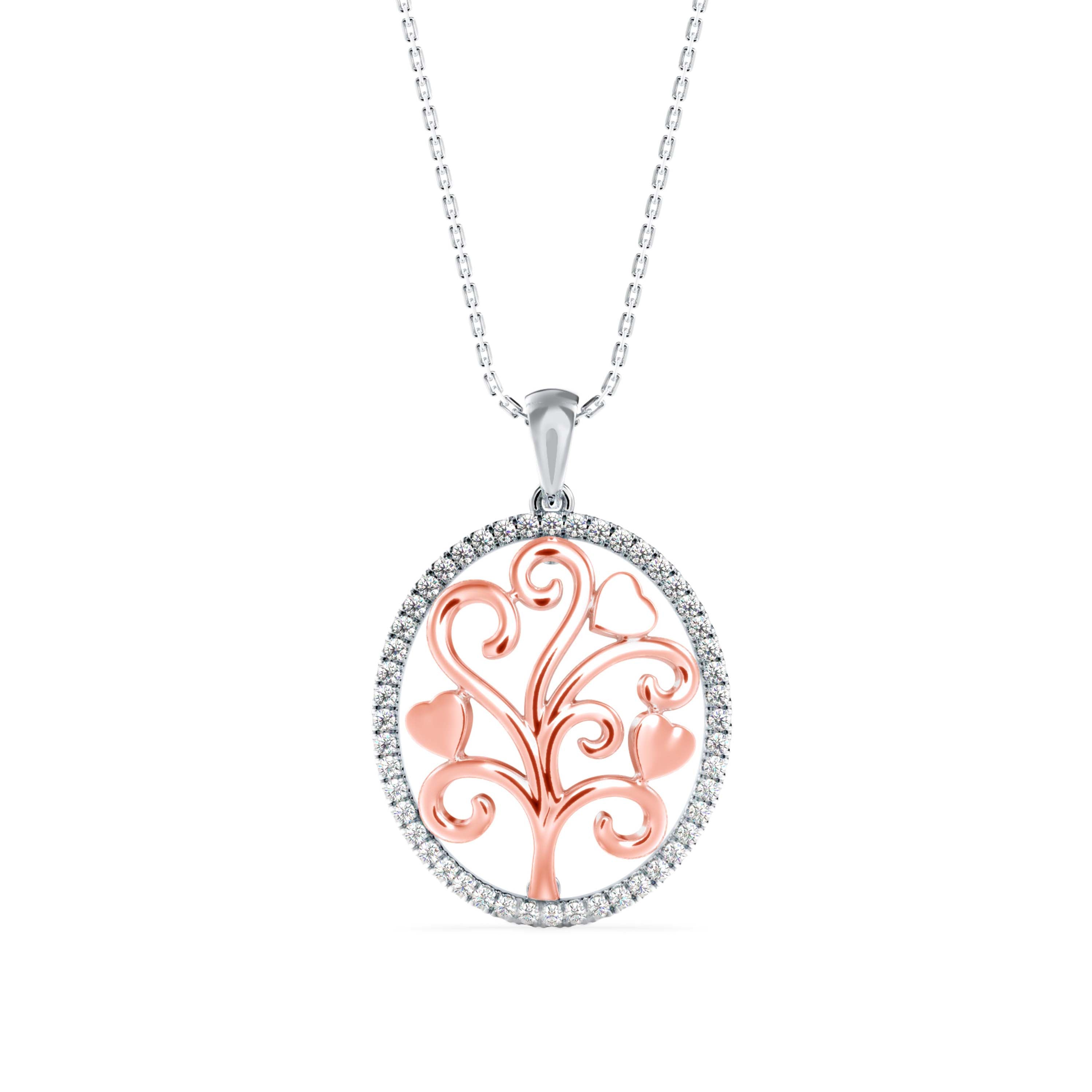 0.24Ct Oval Shape Pave Set Lab-Grown Diamond Gold Pendant Necklace