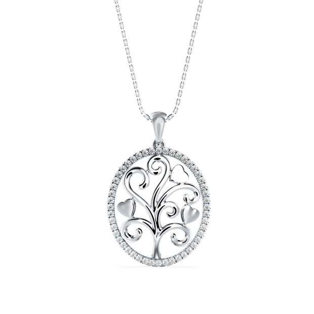 0.24Ct Oval Shape Pave Set Lab-Grown Diamond Gold Pendant Necklace