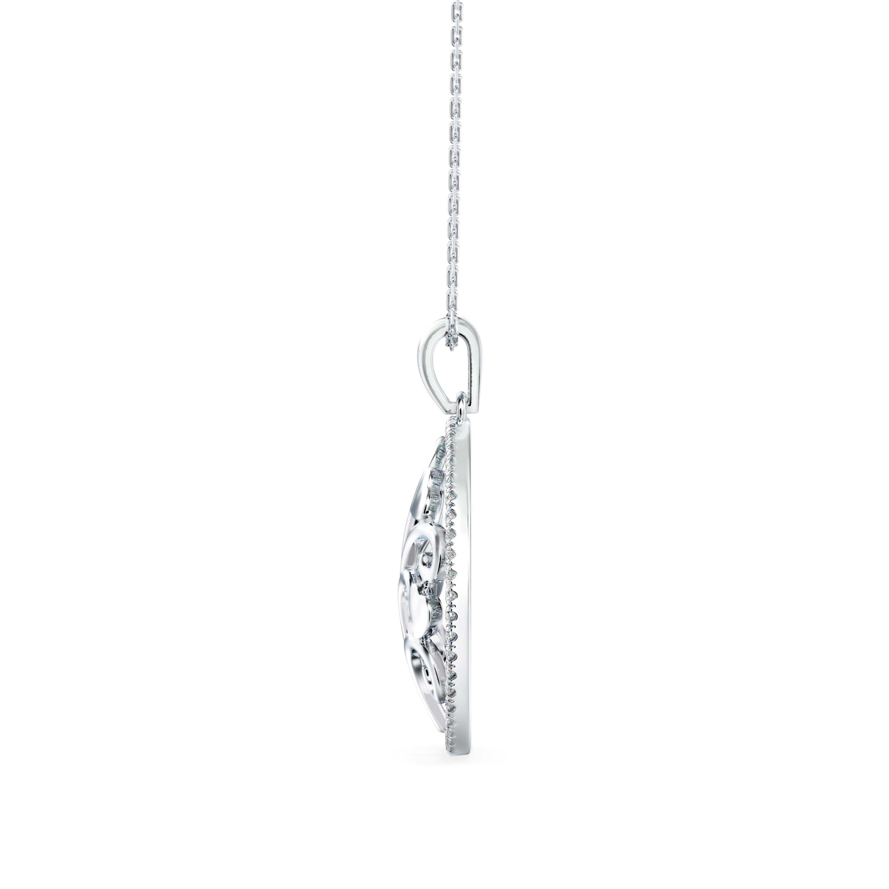 0.24Ct Oval Shape Pave Set Lab-Grown Diamond Gold Pendant Necklace