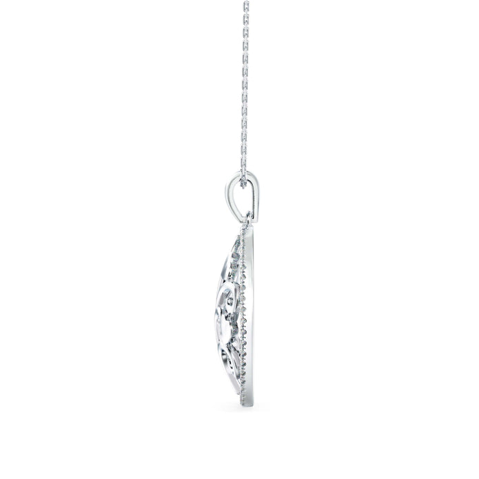 0.24Ct Oval Shape Pave Set Lab-Grown Diamond Gold Pendant Necklace