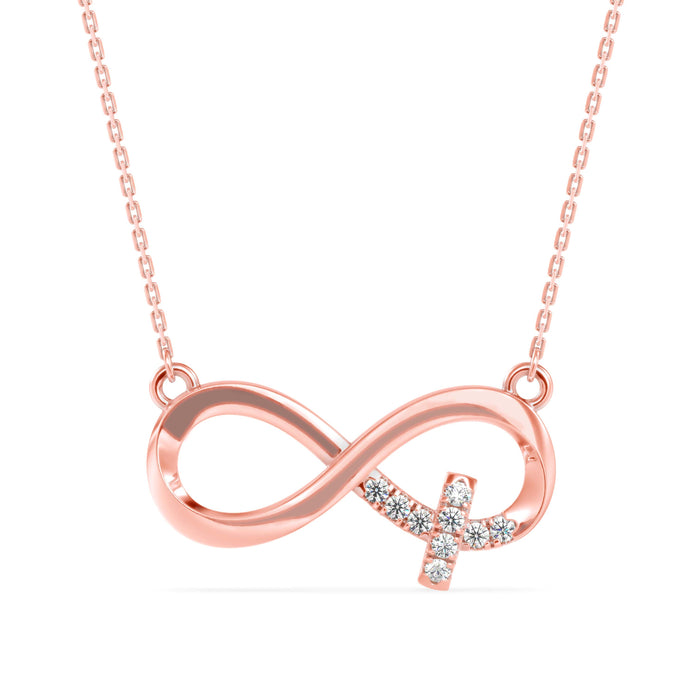 0.09Ct Infinity Cross Pave Set Lab-Grown Diamond Gold Pendant Necklace