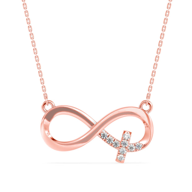 0.09Ct Infinity Cross Pave Set Lab-Grown Diamond Gold Pendant Necklace