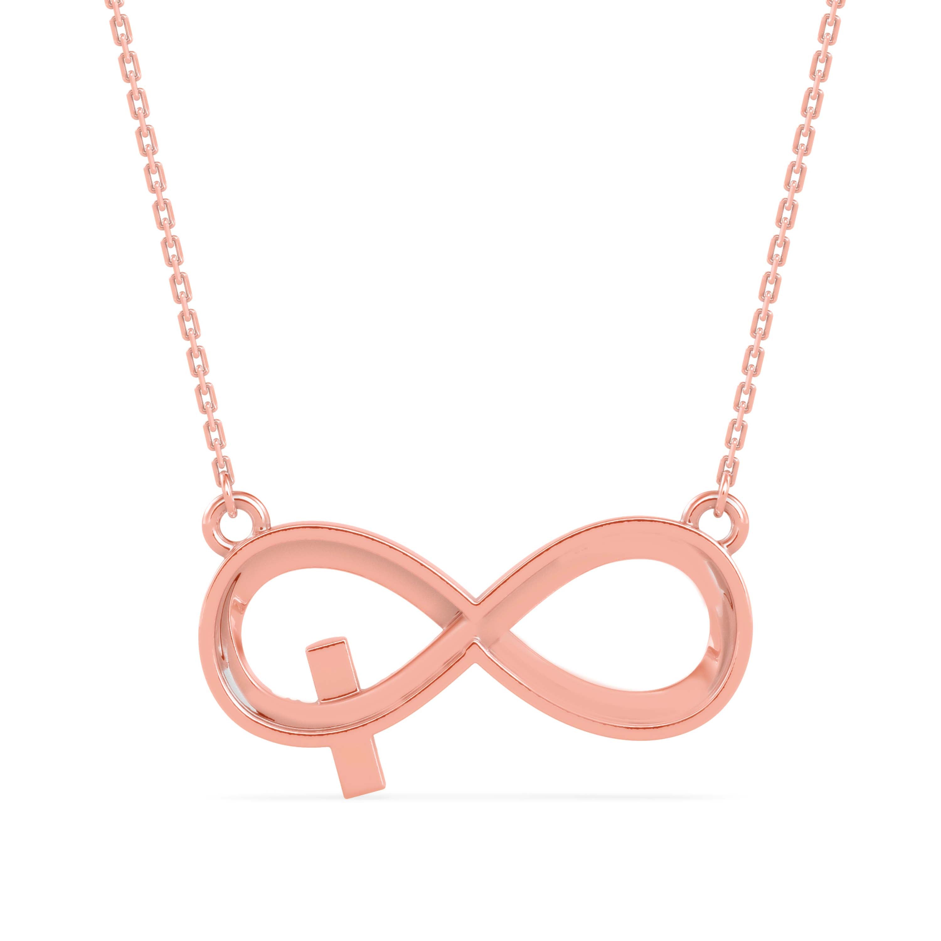 0.09Ct Infinity Cross Pave Set Lab-Grown Diamond Gold Pendant Necklace