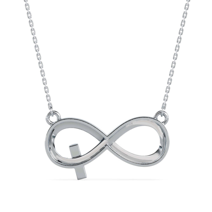 0.09Ct Infinity Cross Pave Set Lab-Grown Diamond Gold Pendant Necklace