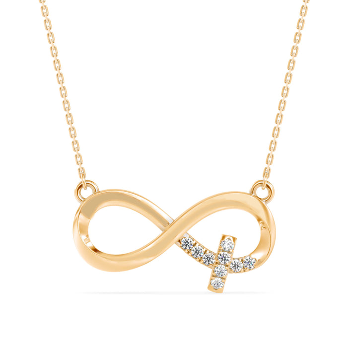 0.09Ct Infinity Cross Pave Set Lab-Grown Diamond Gold Pendant Necklace