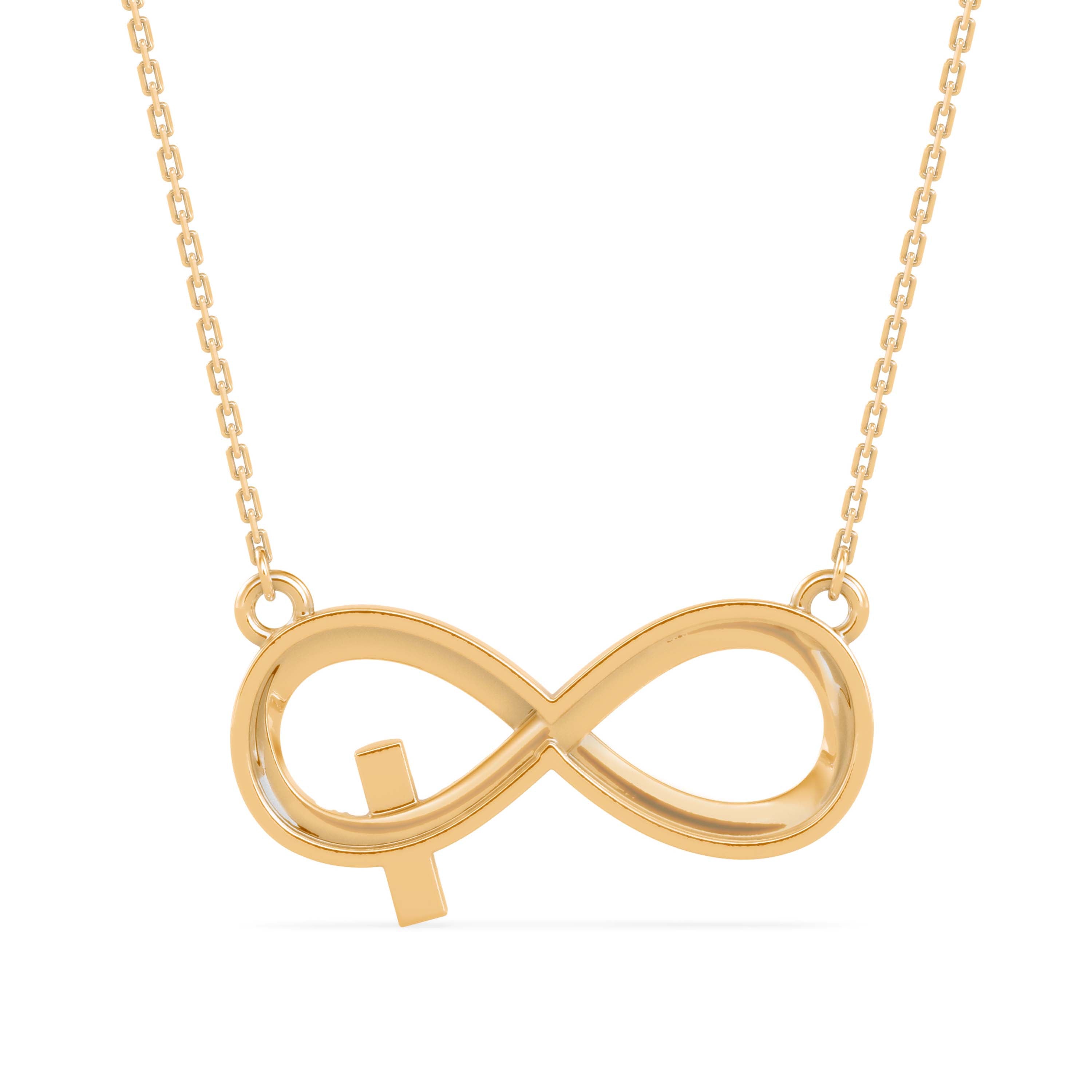 0.09Ct Infinity Cross Pave Set Lab-Grown Diamond Gold Pendant Necklace